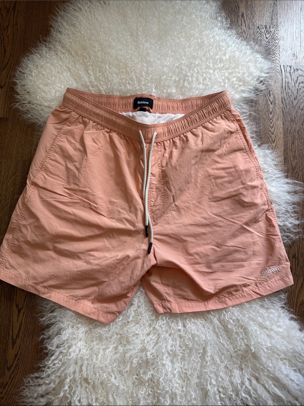 FINISTERRE, Men’s Coral-Peach Swim Trunks with Drawstring